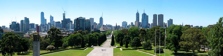 Blick vom Shrine of Remembrance auf Melbourne